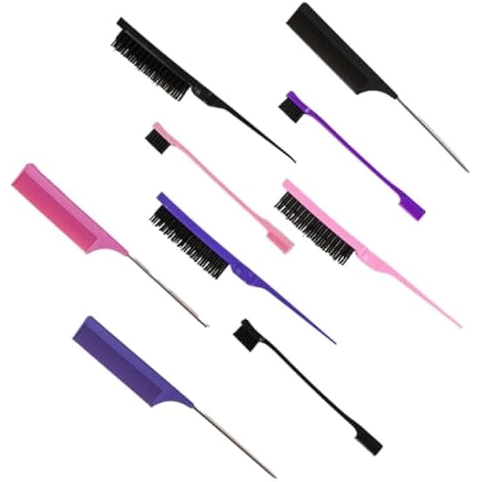 Soft Hair Brush Set with Edge Brush, Bristle Brush and Mini Comb, Teasing Brush Set for Baby Hair Softening and Flyaways [3 Pieces] - Image 2